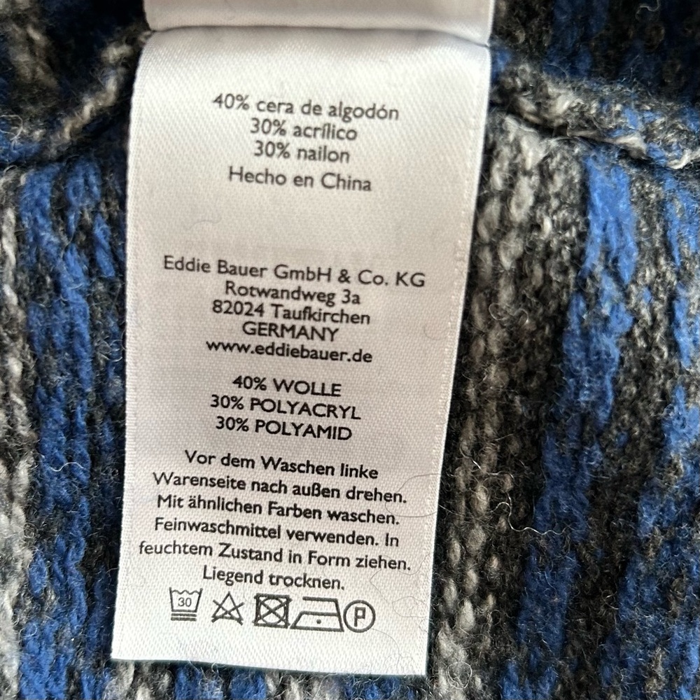 Eddie Bauer Men’s Fair Isle Wool Blend Crewneck Sweater- Blue/Gray - Large - Picture 10 of 10